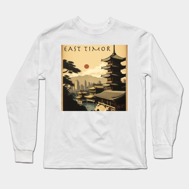 East Timor Vintage Travel Art Poster Long Sleeve T-Shirt by OldTravelArt